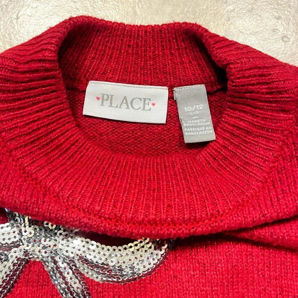 NWOT The Children's Place Girls Long Sleeve Crew Neck Sweater in Red Bow